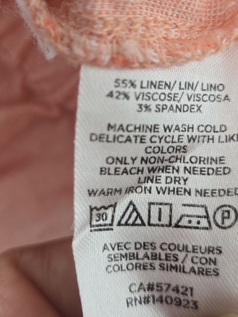 Lou & Grey Lightweight Peach Elastic-Waist Lounge Trousers Size Xs Linen Blend - Picture 10 of 10